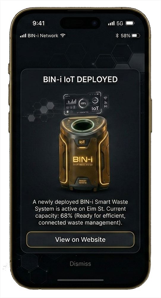 BIN-i IoT App — Fill level notification on iPhone